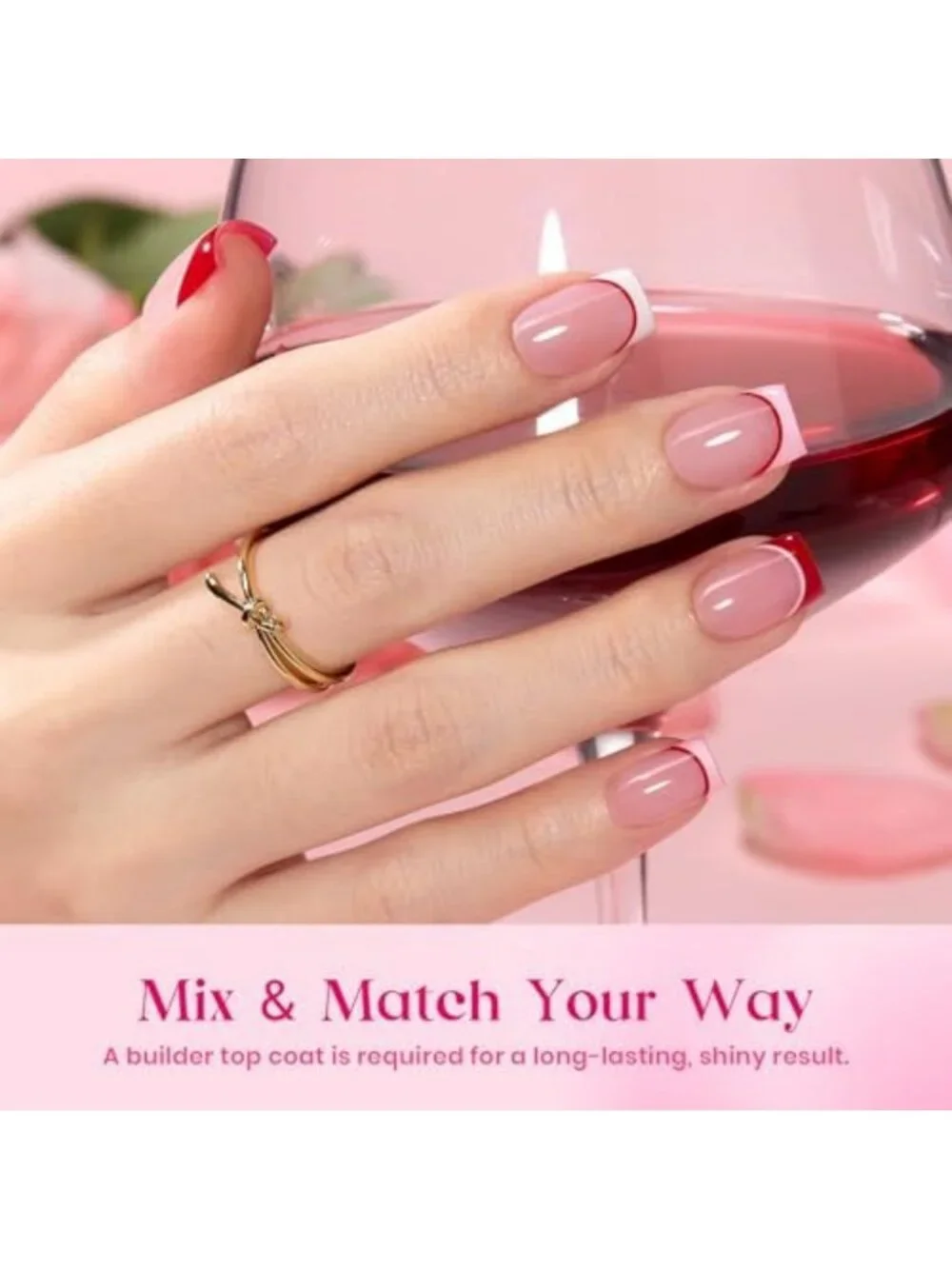 Heart Whisper Press-On Nails - Short Square, 3 Colors, 180 Pcs for Easy Glam